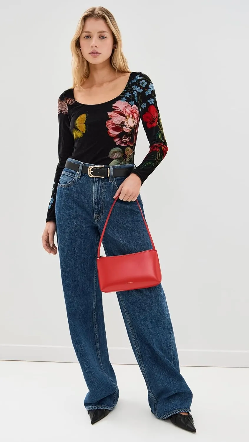 alice   olivia Women's Delania Velvet Scoop Neck Top