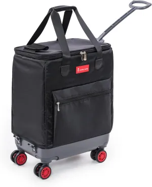 All-Purpose Roller Bag – Foldable Top-Opening Tote on Wheels with Zipper Closure, 8 Spinner Wheels, Lightweight & Durable – Travel, Groceries, Laundry, Work, Everyday Hauling - Patent- Red