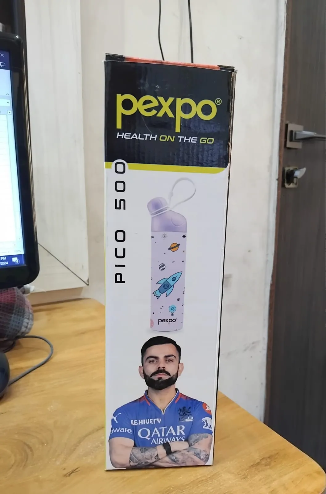 AM2231 Pexpo Pico Stainless Steel Water Bottle Vaccum Insulated Rocket Print Design 500 ml