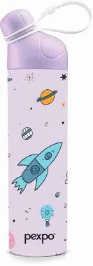 AM2231 Pexpo Pico Stainless Steel Water Bottle Vaccum Insulated Rocket Print Design 500 ml