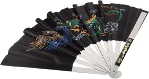 Amosfun Chinese Silk Folding Fan Dragon and Handheld Fan for Dance Decor and Present