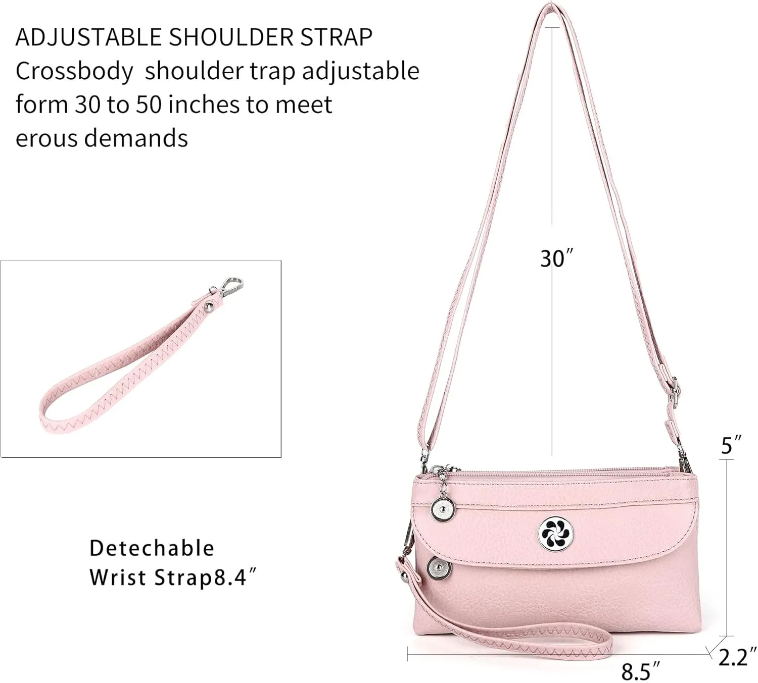 Angel Kiss Crossbody Bags Small Purses for Women Vegan Leather Cell Phone Wallet Purse with Wristlet Strap