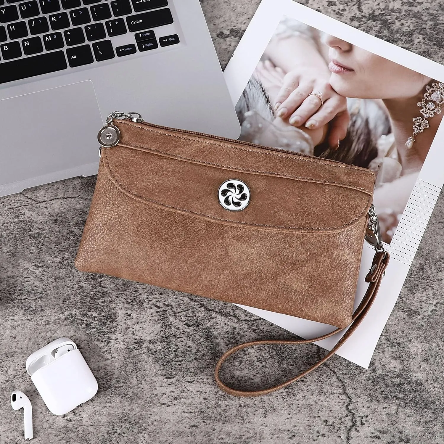 Angel Kiss Crossbody Bags Small Purses for Women Vegan Leather Cell Phone Wallet Purse with Wristlet Strap