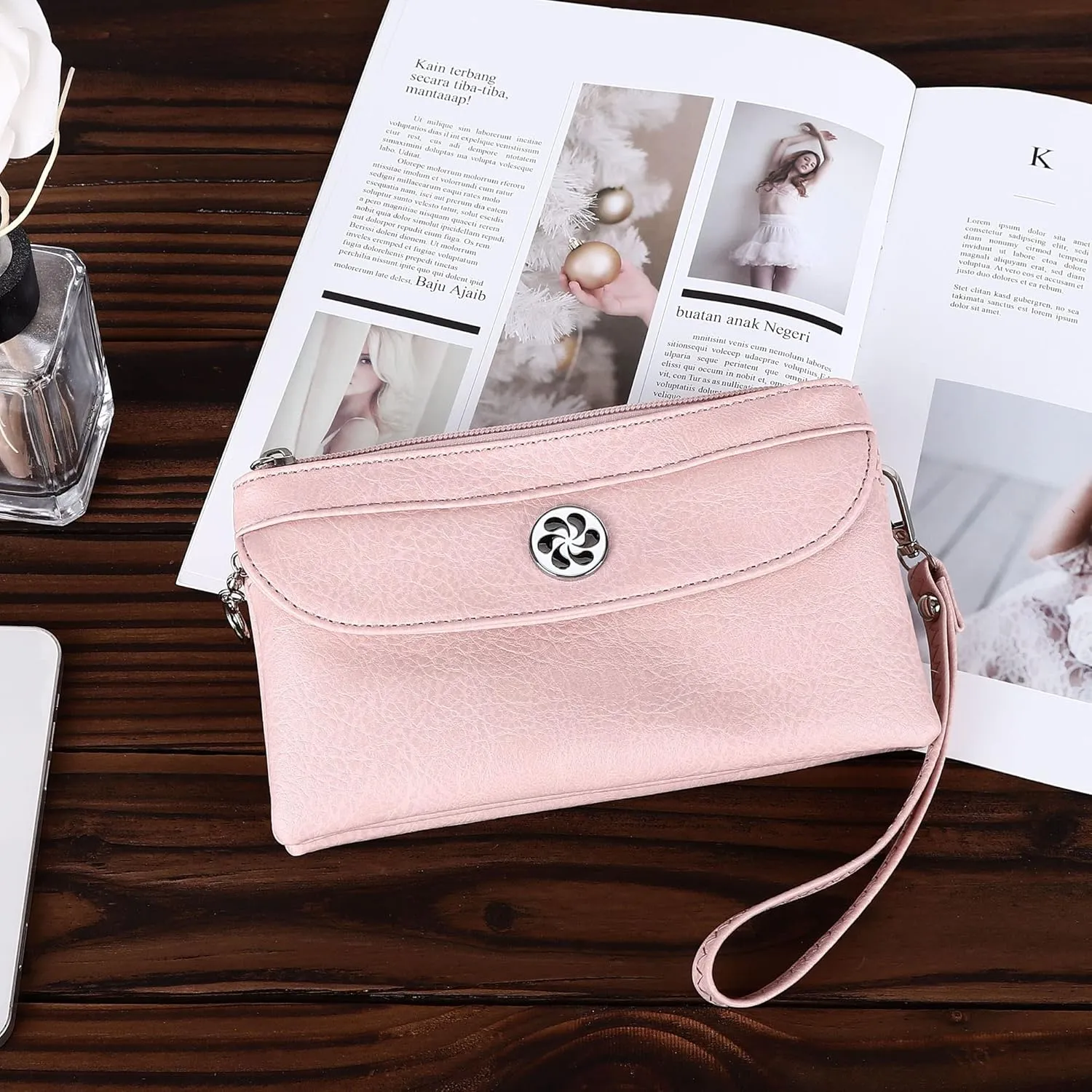 Angel Kiss Crossbody Bags Small Purses for Women Vegan Leather Cell Phone Wallet Purse with Wristlet Strap