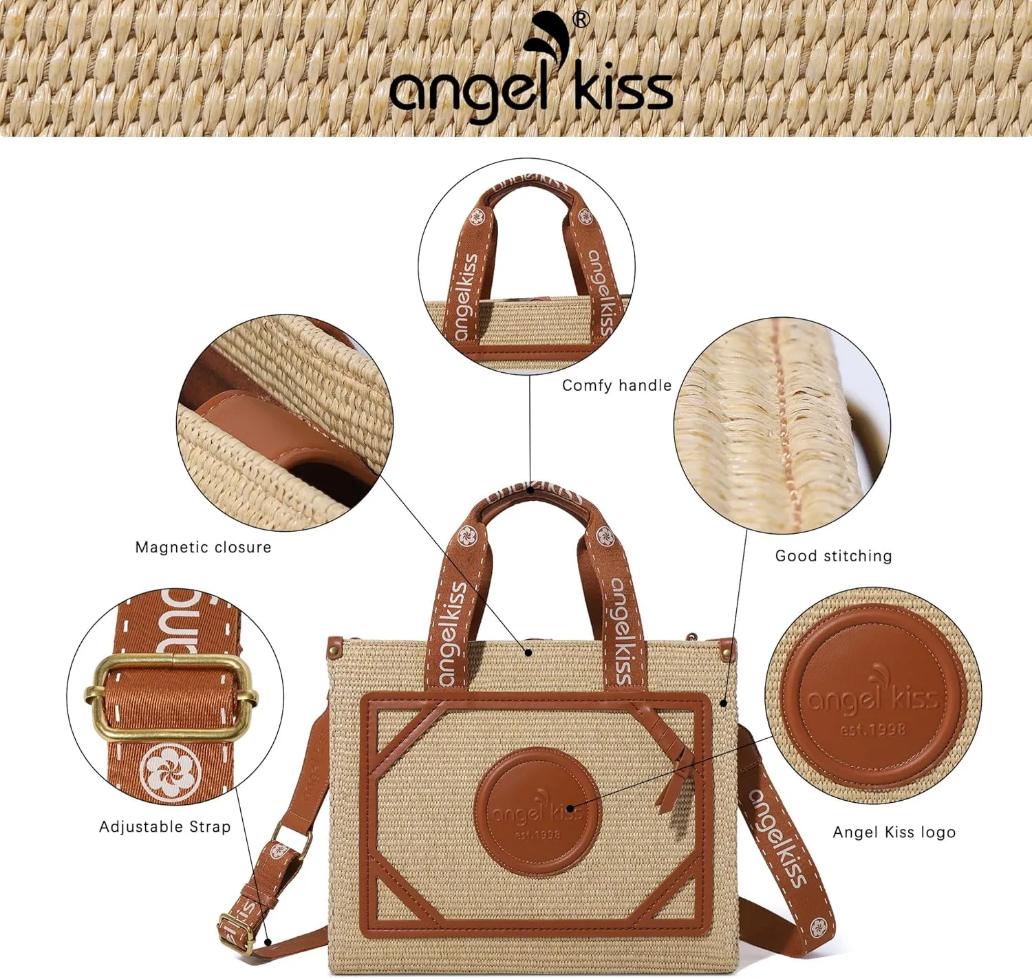 Angel Kiss Tote Bag Purses for Women Medium Top-handle Satchel Handbags with Crossbody Srtap