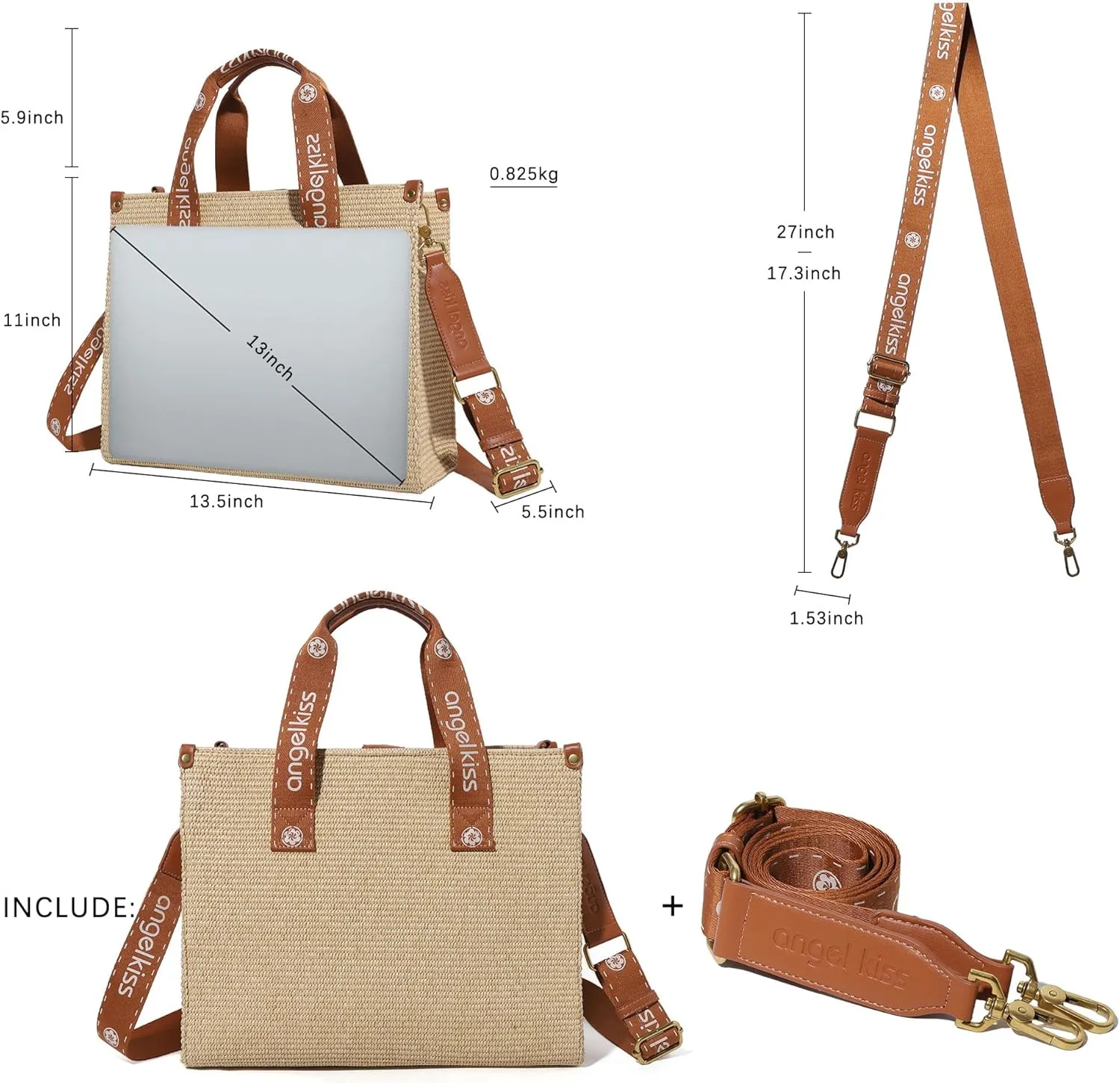 Angel Kiss Tote Bag Purses for Women Medium Top-handle Satchel Handbags with Crossbody Srtap