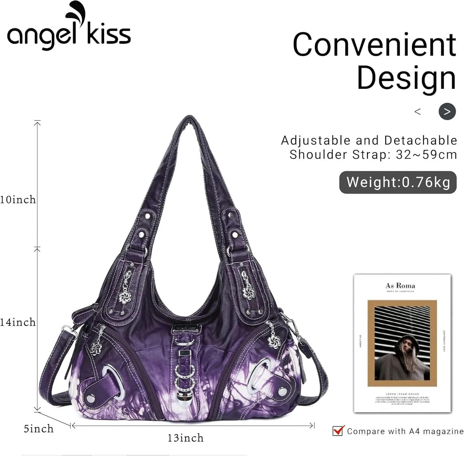 Angelkiss Hobo Purses and handbags for Women Satchel Handbag Women Purses Large Daily Shoulder Bags