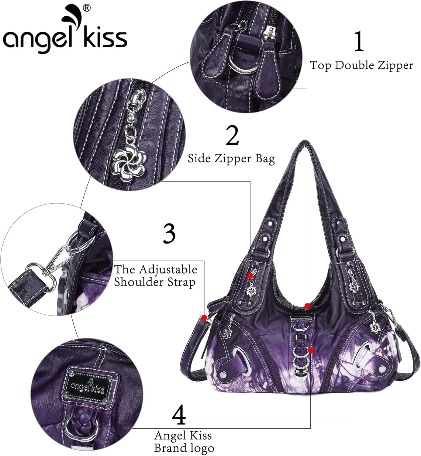 Angelkiss Hobo Purses and handbags for Women Satchel Handbag Women Purses Large Daily Shoulder Bags