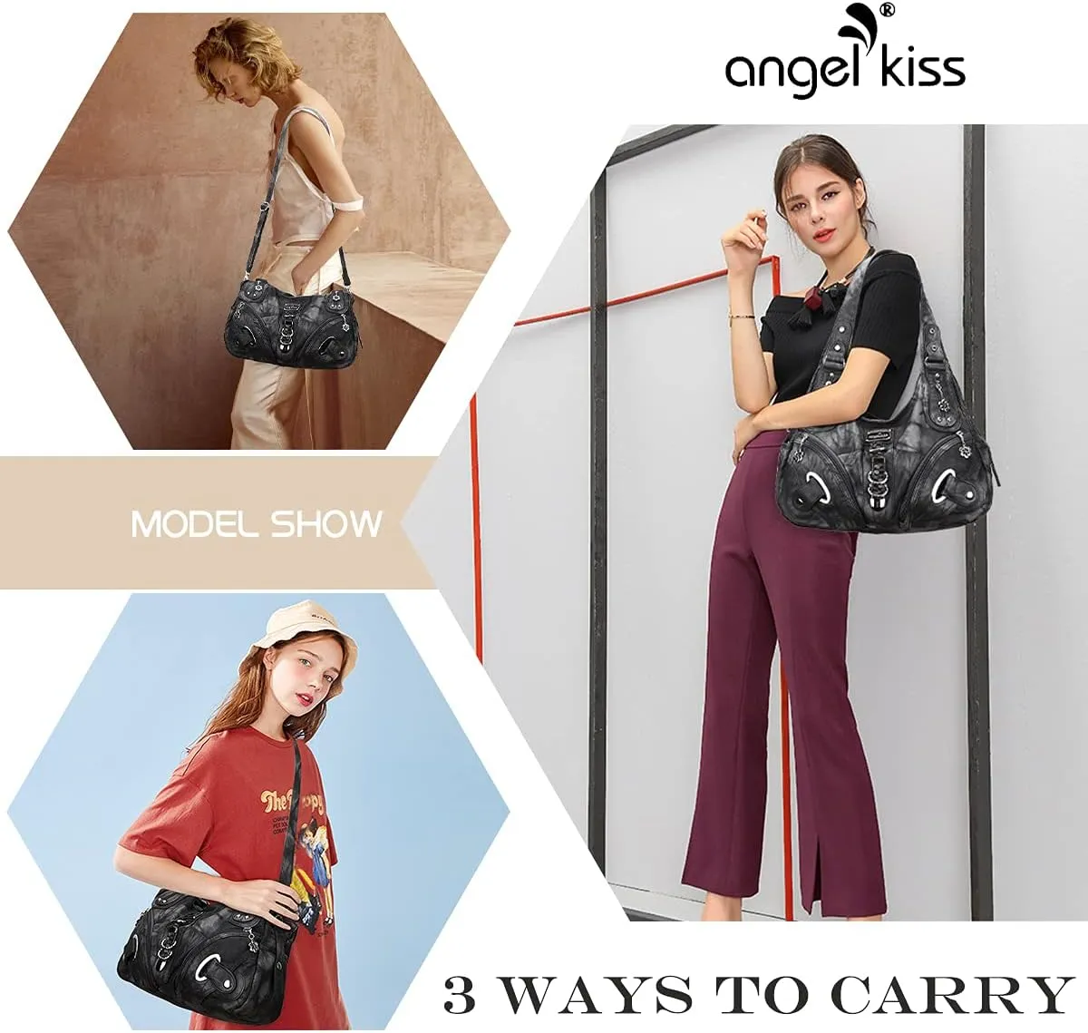 Angelkiss Hobo Purses and handbags for Women Satchel Handbag Women Purses Large Daily Shoulder Bags
