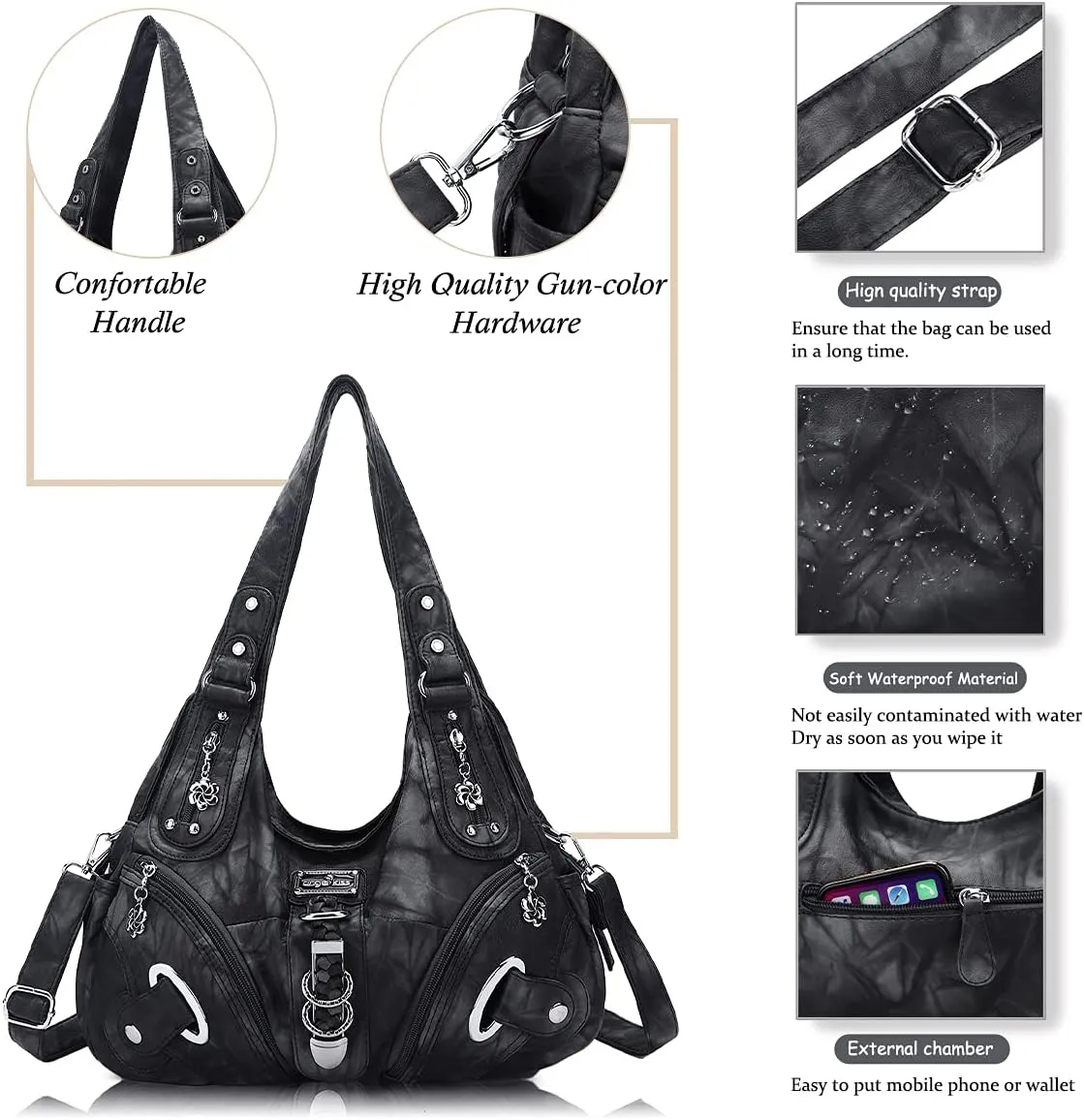 Angelkiss Hobo Purses and handbags for Women Satchel Handbag Women Purses Large Daily Shoulder Bags