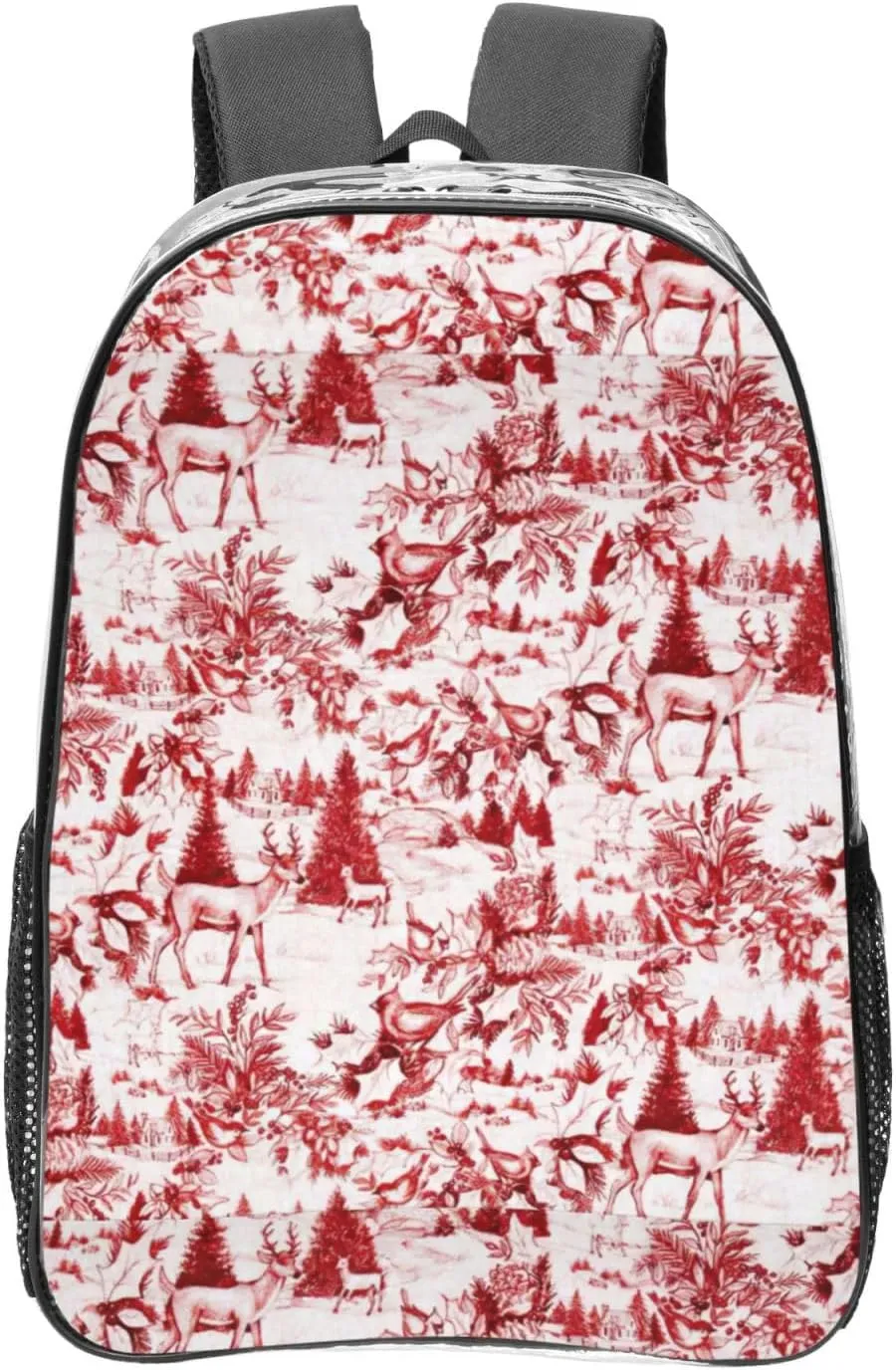 Animal Wilderness Bear Deer Print LargeTransparent Backpack Functional Clear PVC Bag Suitable Stadium Events Travel