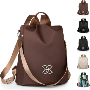 Anti-Theft Large Capacity Backpack - Large Capacity Secure Anti Theft Backpack, Leisure Shoulder Bag for Women (Brown)