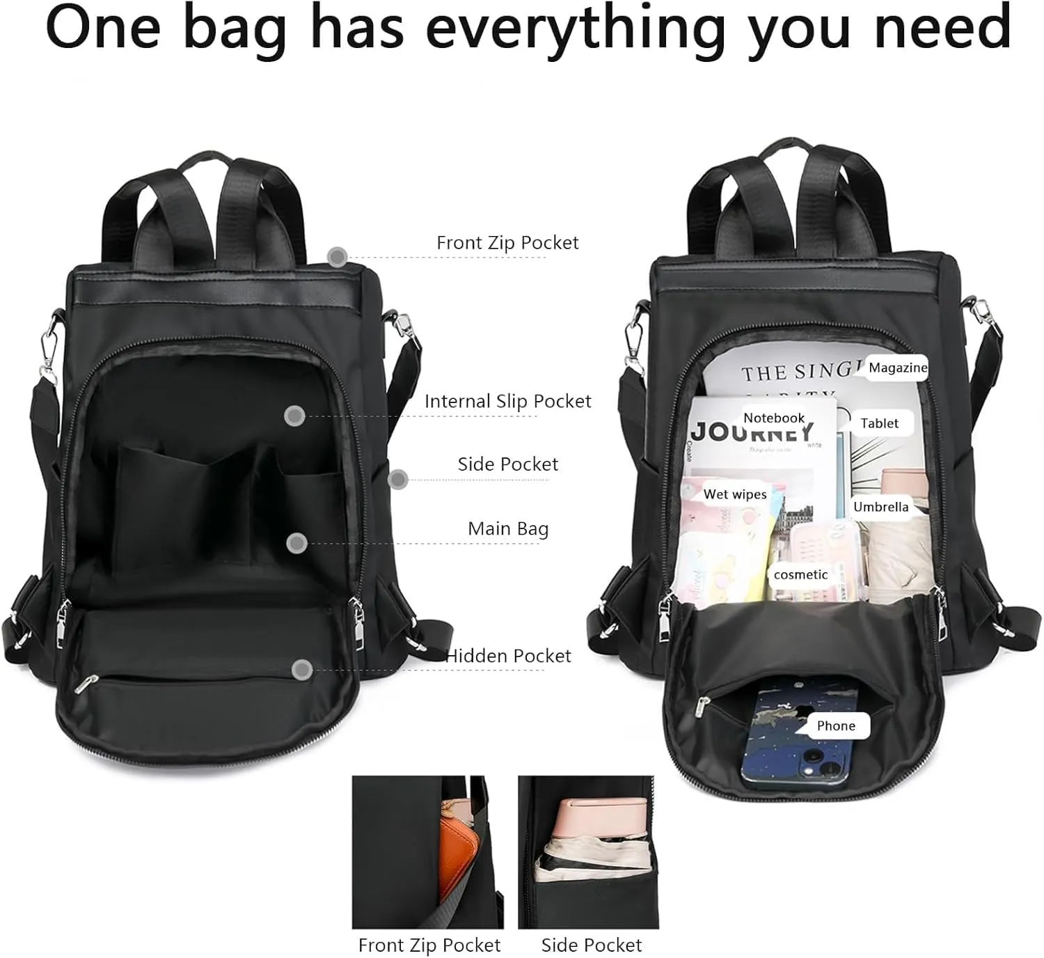 Anti-Theft Large Capacity Backpack - Large Capacity Secure Anti Theft Backpack, Leisure Shoulder Bag for Women (Brown)