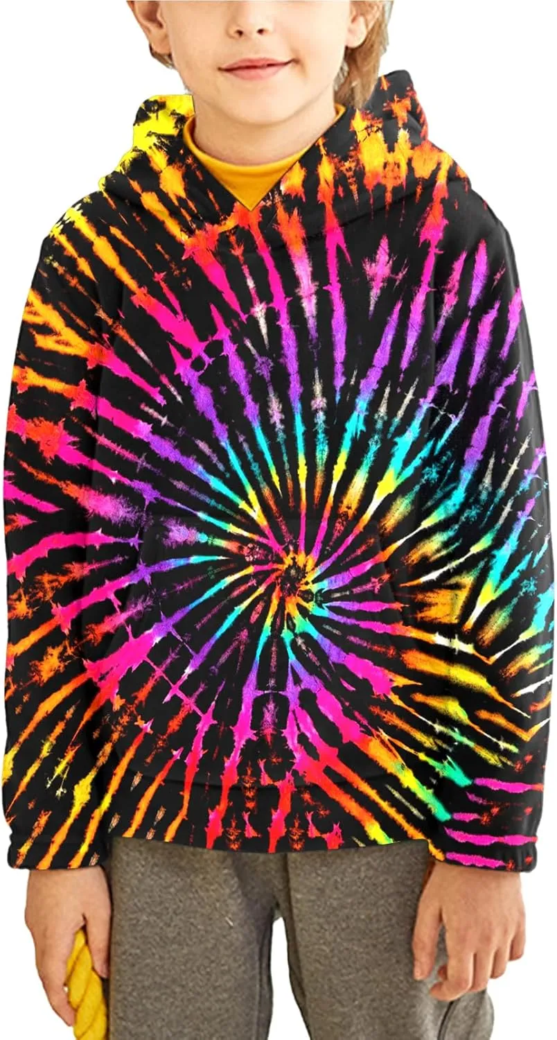 Asylvain Graphic Hoodies for Boys Girls 3D Print Novelty Colorful Cool Kids Sweatshirts Size 6-15 Years