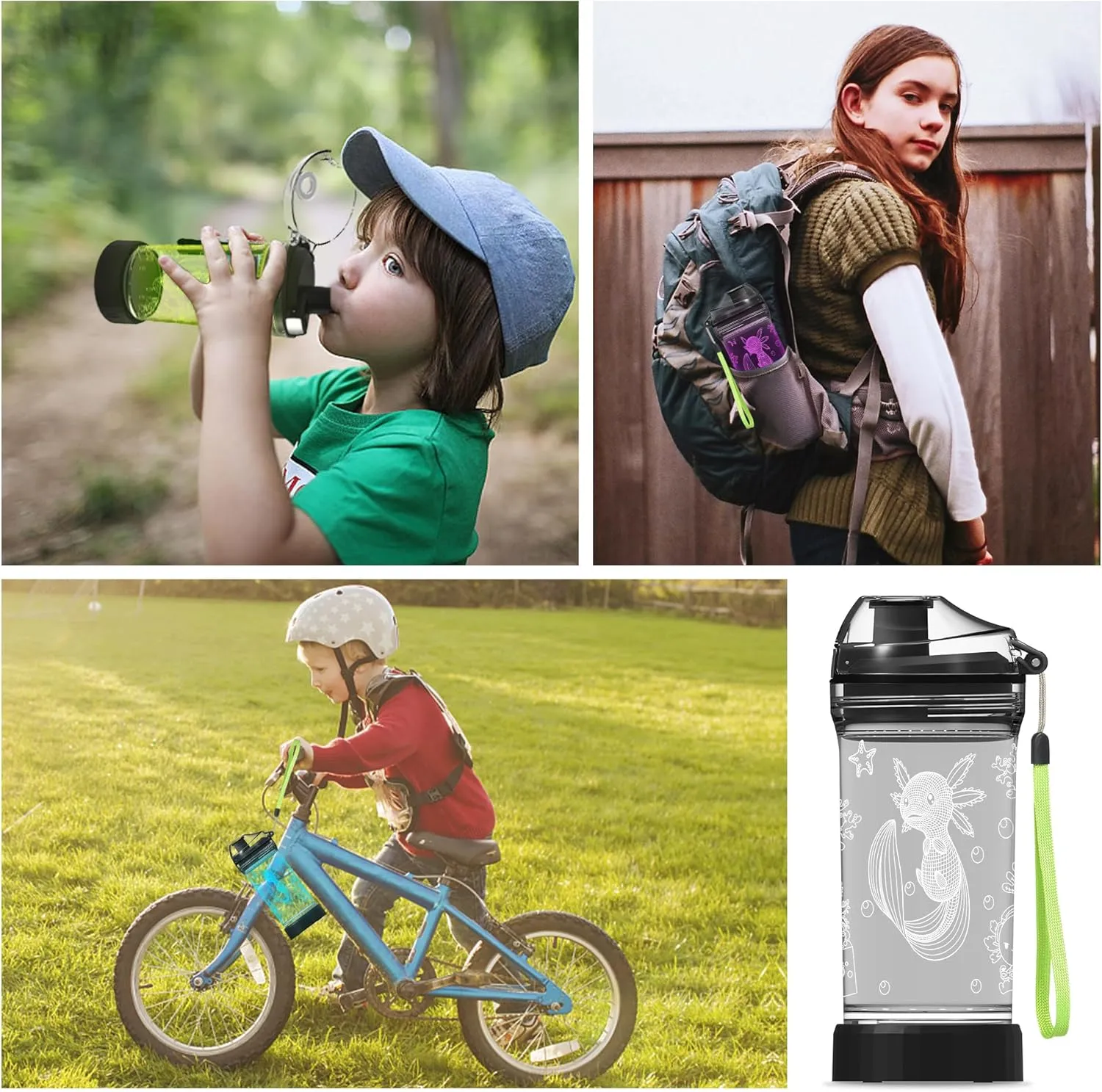 Axolotl Water Bottle, Axolotl Light-Up Sport Cup with 3D Glowing LED Axolotl Light – 14 OZ Tritan BPA-Free - Creative Glowing Toddle Cup Gift for Gamer, School, Camping, and Holidays (Axolotl)