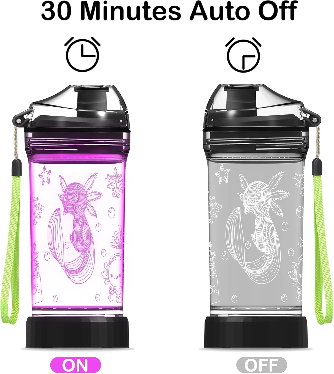 Axolotl Water Bottle, Axolotl Light-Up Sport Cup with 3D Glowing LED Axolotl Light – 14 OZ Tritan BPA-Free - Creative Glowing Toddle Cup Gift for Gamer, School, Camping, and Holidays (Axolotl)
