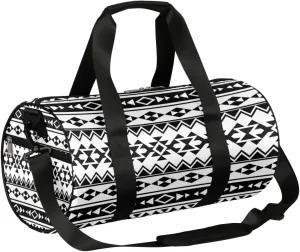 Aztec Geometric Print Travel Duffle Bag Sports Gym Bag Geometrical Weekender Overnight Bag for Women Men Girls Boys Carry-On Bag with Shoulder Strap