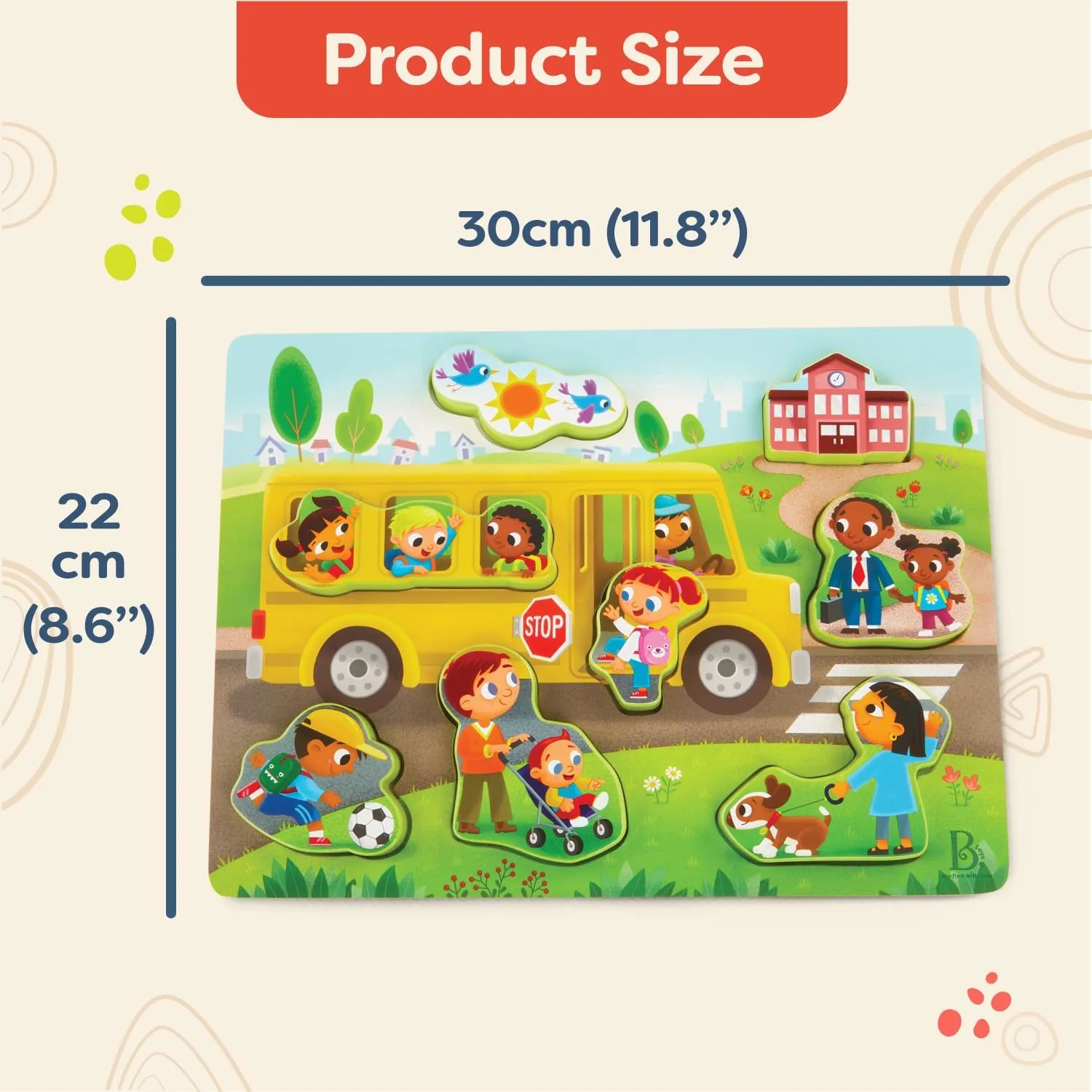B. toys- Peek & Explore 5-Pack: Bus, Farm, Sea, Space, Dino- Chunky Puzzle 5-Pack – Wooden Puzzles– 8 Pieces Each – 2 Years  