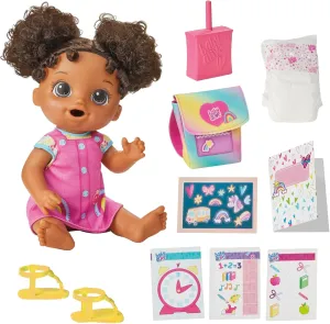 Baby Alive Time for School Baby Doll Set, 12 Inch, Back to School Toys for Girls & Boys, Black Hair, Preschool Gifts for Kids, Ages 3  (Amazon Exclusive)