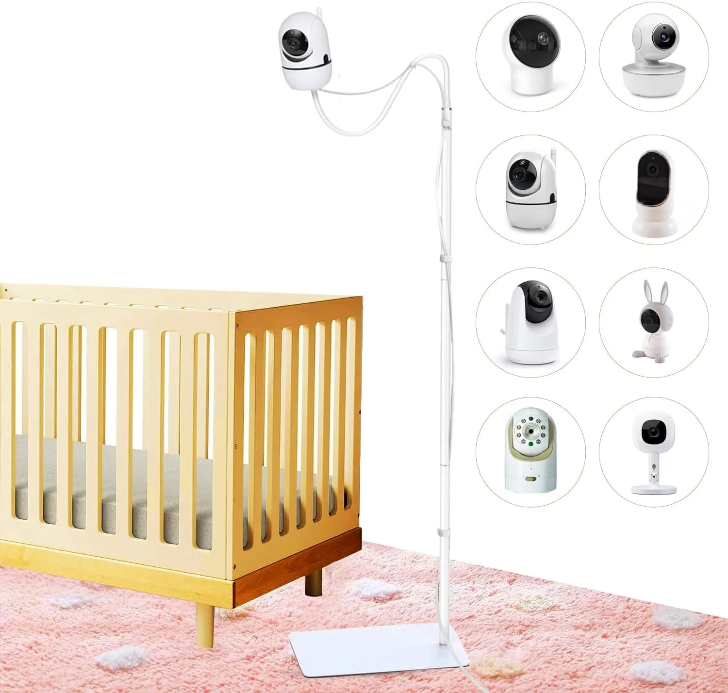 Baby Monitor Floor Stand Holder | Compatible with Infant Optics, Hello Baby, Nanit Floor Stand, Motorola, Vava, Owlet | Baby Monitor Secure & Universal Mount