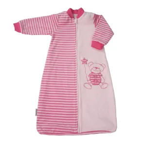 Baby Sleep Sack Long Sleeves (18-36 Months) Cotton Velvet Wearable Blanket with Arms Toddler, 4 Seasons, 3t,Tog 2.0 Warm Soft, Girl Pink Color, 2 Way Zip S 18-24M