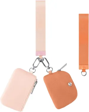 Babysun Mini Zip Around Dual Pouch Wristlet With 2 Straps Wristlet Keychain Wallet for Women Coin Purse Small Cute for Teen Girl