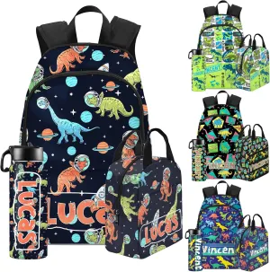 Back to School Personalized Backpacks for Boys Backpack and Lunch Box Set Gifts for Son Customized Kids Backpack Custom Backpack Shoulders with Name Casual Unisex School Bags