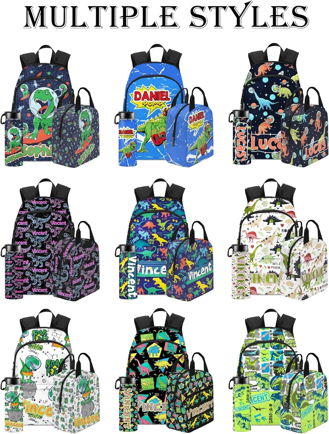 Back to School Personalized Backpacks for Boys Backpack and Lunch Box Set Gifts for Son Customized Kids Backpack Custom Backpack Shoulders with Name Casual Unisex School Bags