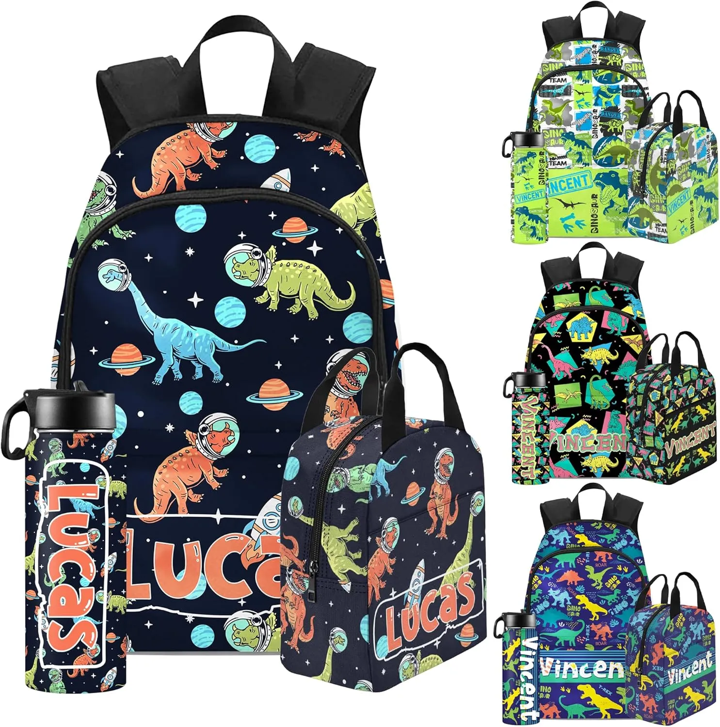 Back to School Personalized Backpacks for Boys Backpack and Lunch Box Set Gifts for Son Customized Kids Backpack Custom Backpack Shoulders with Name Casual Unisex School Bags