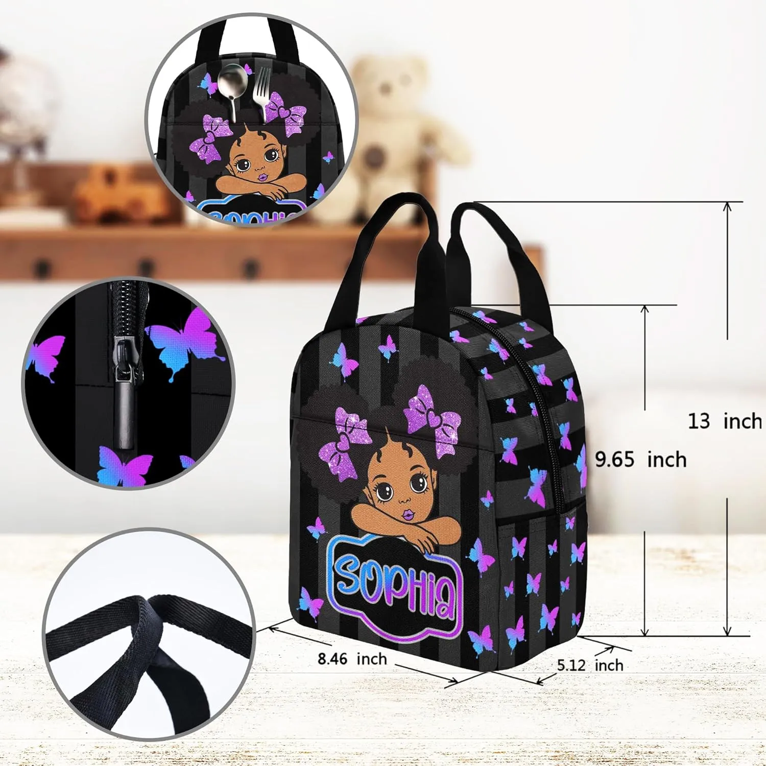 Back to School Personalized Backpacks for Girls Backpack and Lunch Box Set Gifts for Daughter Customized Kids Backpack Custom Backpack Shoulders with Name Casual Unisex School Bags
