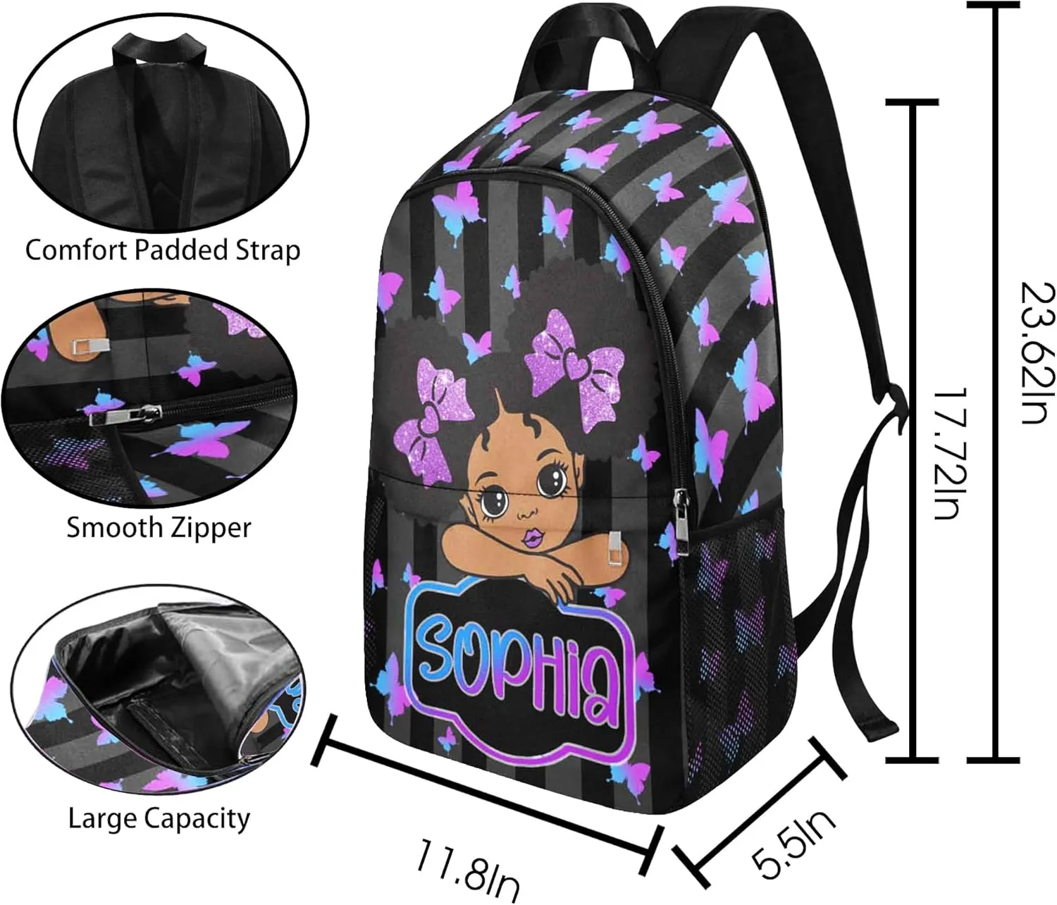 Back to School Personalized Backpacks for Girls Backpack and Lunch Box Set Gifts for Daughter Customized Kids Backpack Custom Backpack Shoulders with Name Casual Unisex School Bags