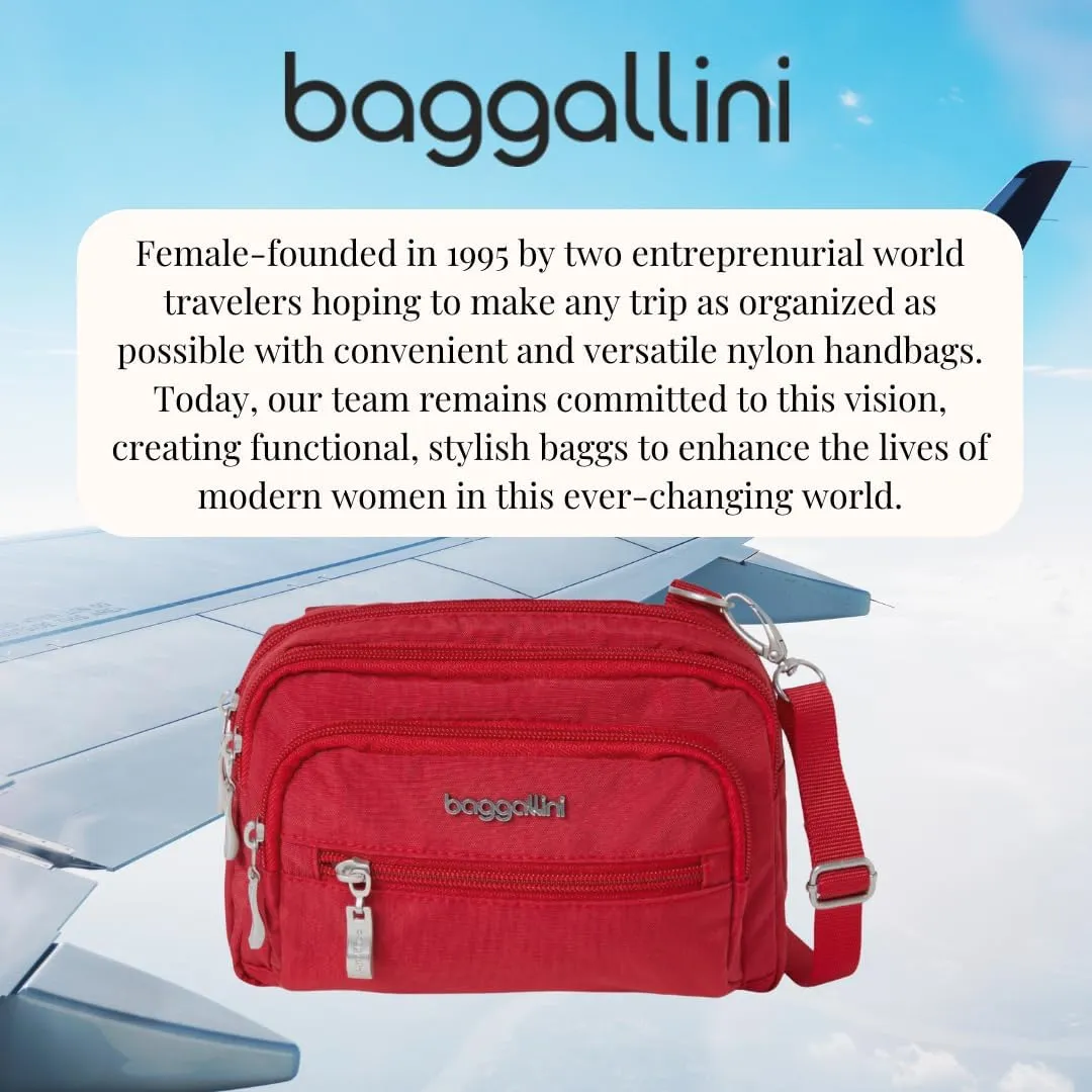 Baggallini Triple Zip Small Crossbody Bag for Women