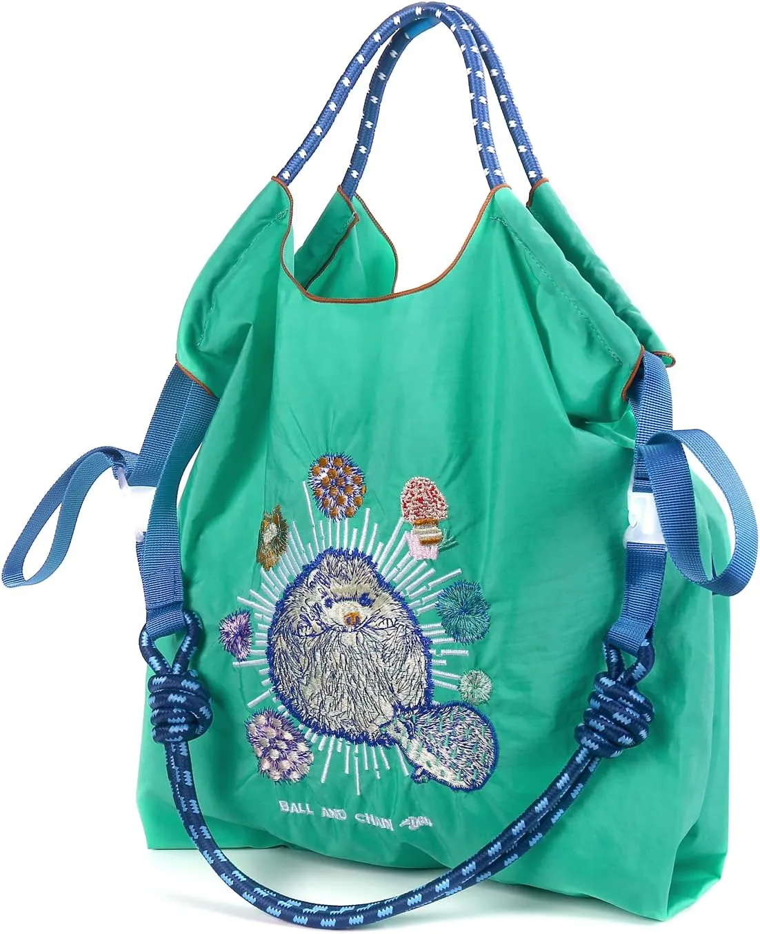 Ball&Chain Stylish Embroidered Nylon Tote Bag for Women - Perfect for Shopping,Travel, Beach, and Ideal Birthday Gift!