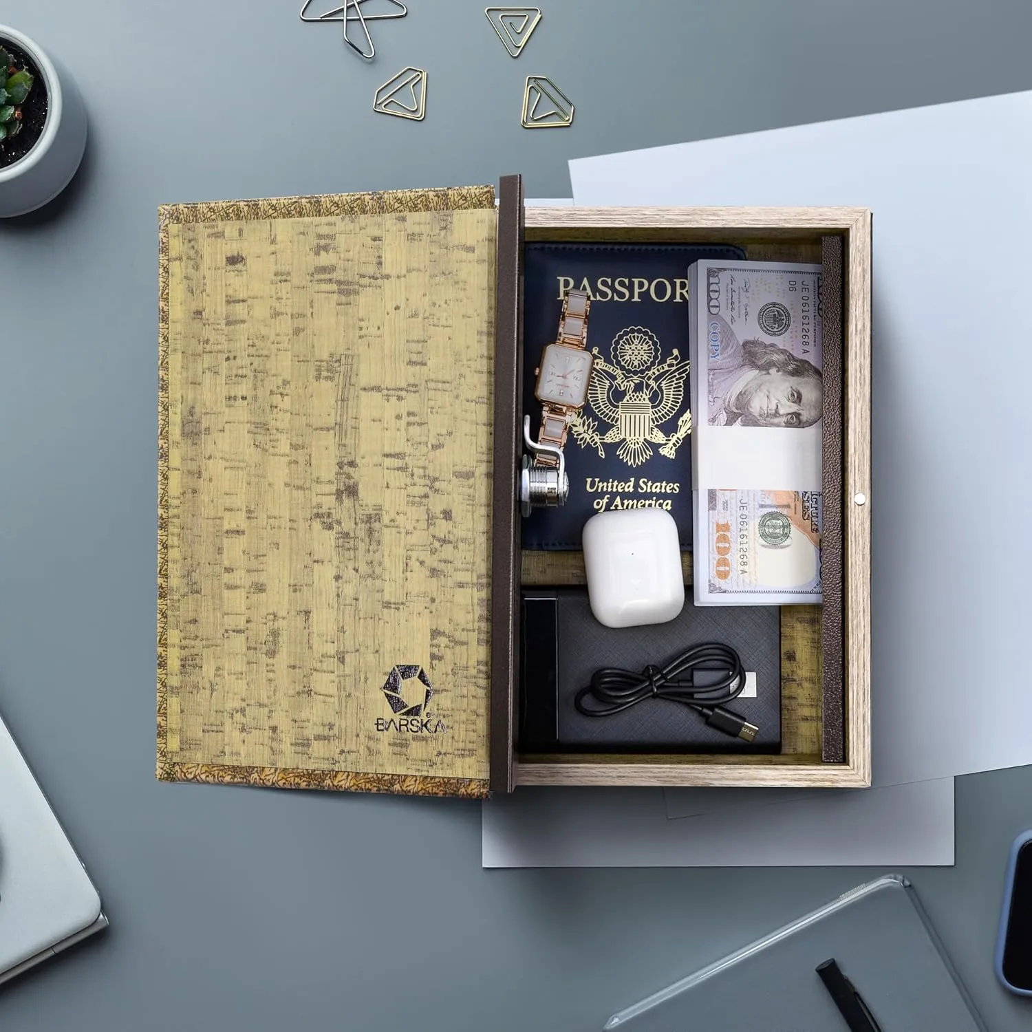 Barska Portable Diversion Dual Book Safe Concealed Lock Box for Secure and Discreet Hidden Storage of Valuables and Personal Items