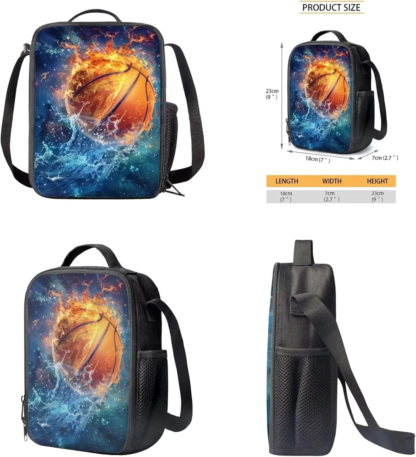 Basketball Girls Bookbag with Lunch Box Kids Backpacks for School Girls Middle School School Bag for Outdoor Kids School Backpack Lunch Box for Daycare Pencil Bag Small