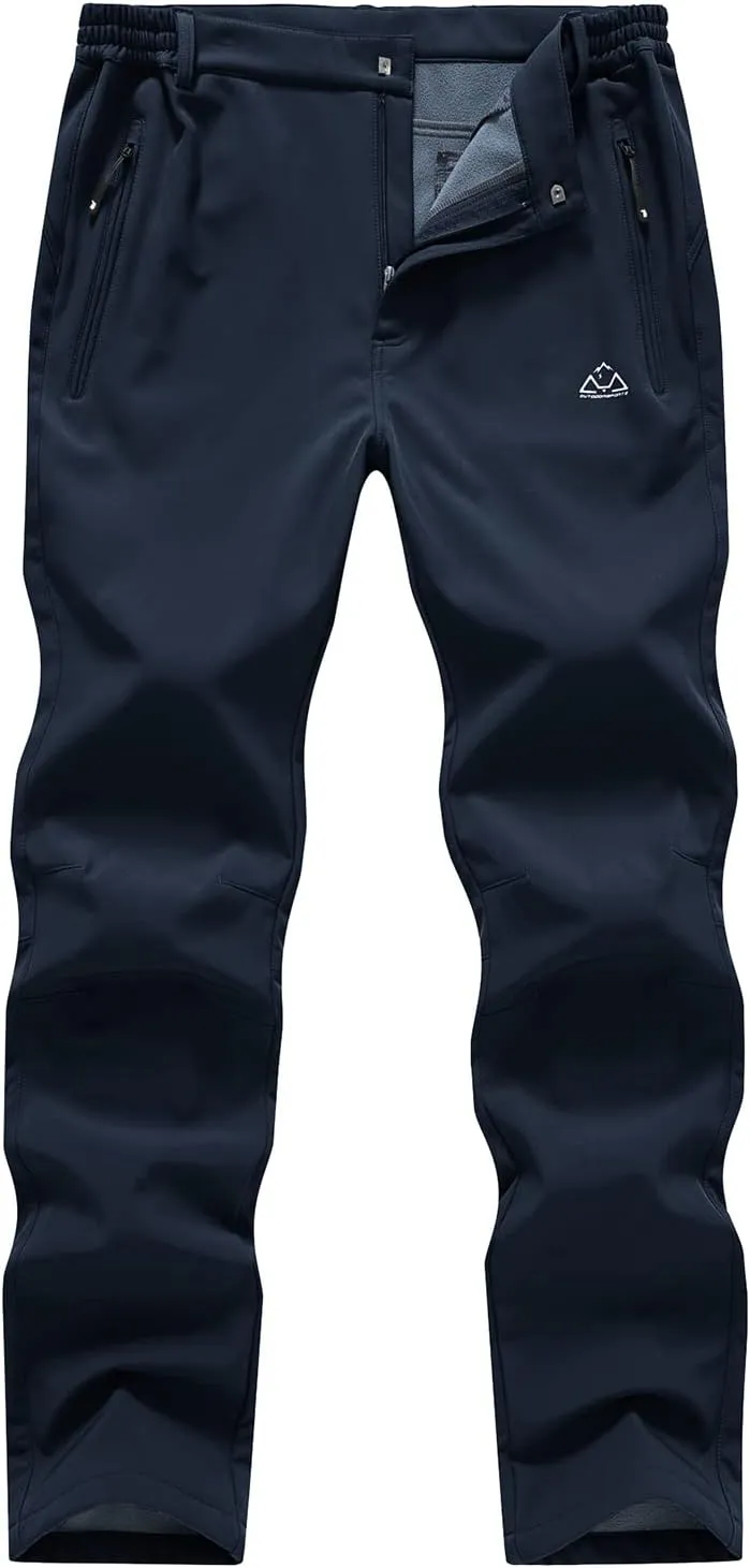 BASUDAM Men's Utility Work Pants Snow Waterproof Softshell Winter Fleece Lined Insulated Outdoor Mountain