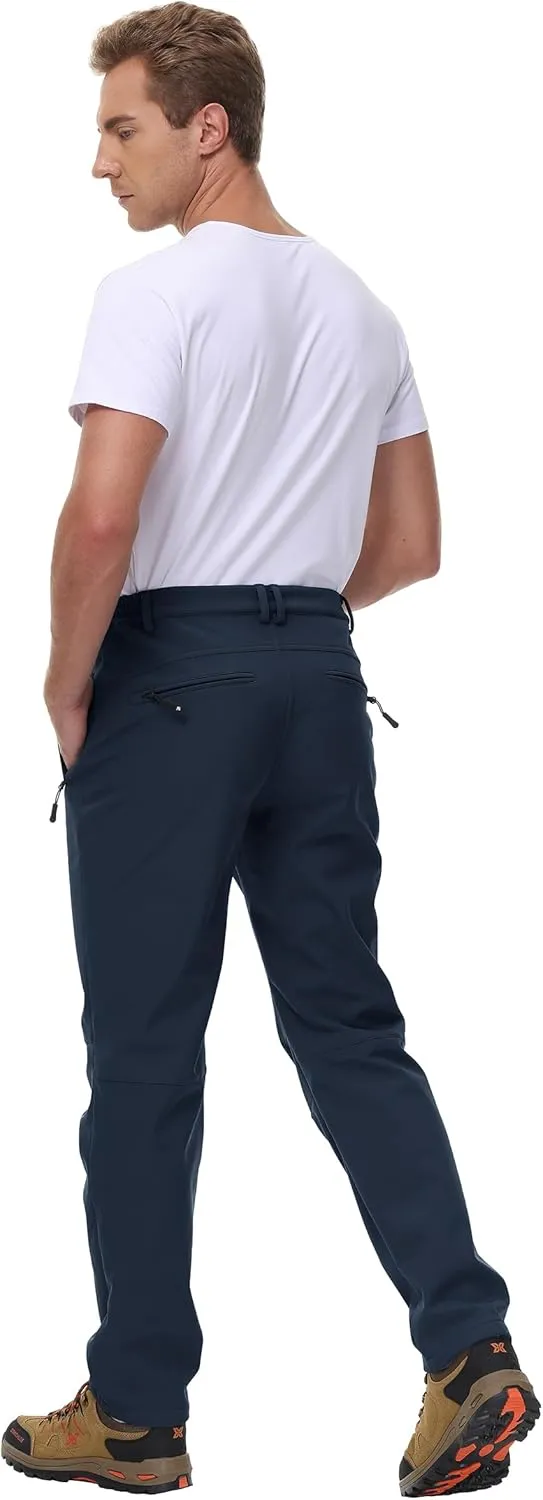 BASUDAM Men's Utility Work Pants Snow Waterproof Softshell Winter Fleece Lined Insulated Outdoor Mountain