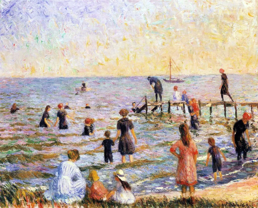 Bathing at Bellport, Long Island by William James Glackens - Art Print