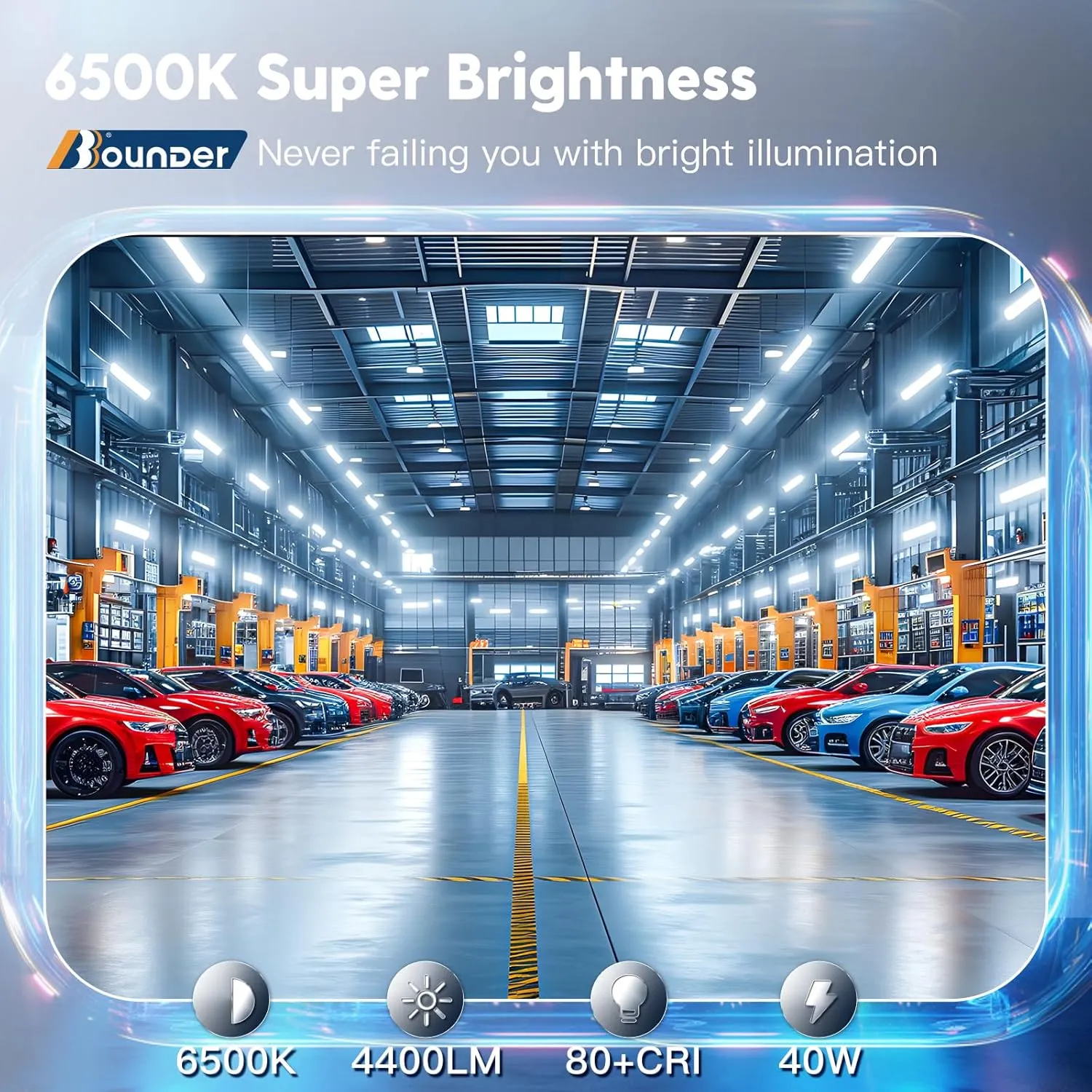 BBOUNDER 12 Pack Linkable LED Shop Light with Reflector, Super Bright 6500K Cool Daylight, 4400 LM, 4 FT, 48 Inch Integrated Fixture for Garage, 40W Equivalent 250W, Surface & Suspension Mount, White