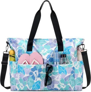 Beach Bags for Women, Large Waterproof Sandproof Swim Pool Bag with Dry Wet Seperated Pocket Utility Tote Bag