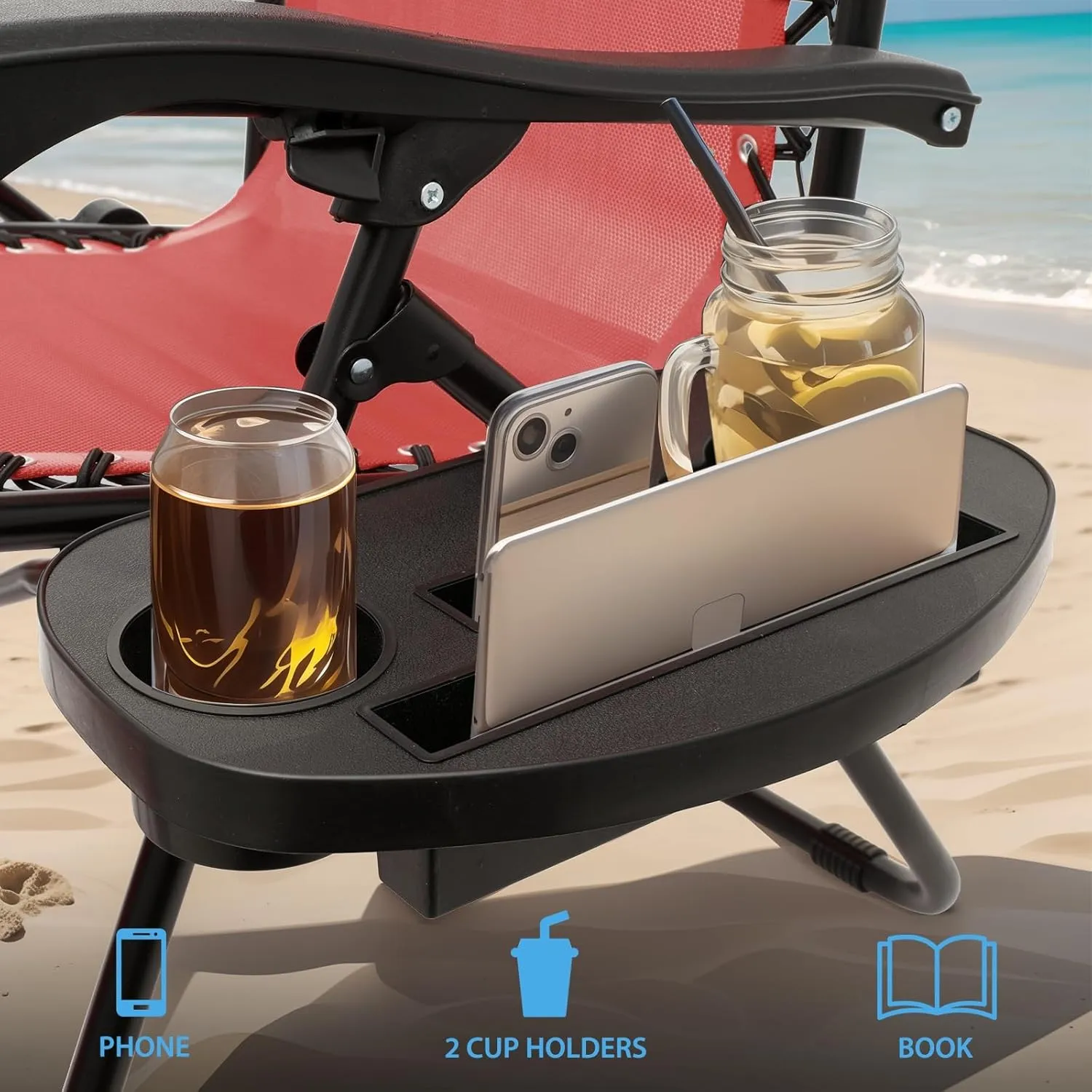 Beach Chairs Travel-Friendly Zero Gravity Chair - Foldable Outdoor Lounger, Lightweight & Durable, CAAP-BCC-C1P-MR