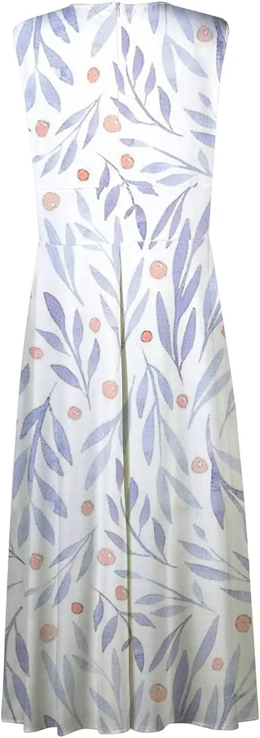Beach Dresses for Women,Spring Summer Trendy Elegant V Neck Wrap Floral Boho Dress Flowy Ruched Hawaiian Maxi Dress