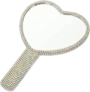 Beaupretty Portable Hand Mirror with Rhinestones Lightweight Makeup Mirror for Daily Use and Travel Accessories Comfortable Grip for Easy Handling Chic Design for Women Present Random Color