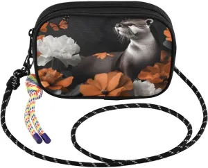 Beaver Florals Butterfly Crossbody Bags for Women Cell Phone Purses Women's Shoulder Handbag Wallet Purse with Rope Pendant