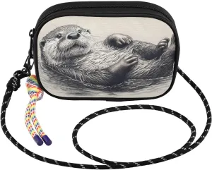 Beaver Swim Black White Crossbody Bags for Women Cell Phone Purses Women's Shoulder Handbag Wallet Purse with Rope Pendant