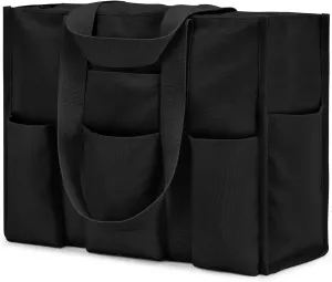 Becokan Large Tote Bag for Women Waterproof with 12 Pockets Top Zipper Closure Utility Teacher Nurse Bags for Work School