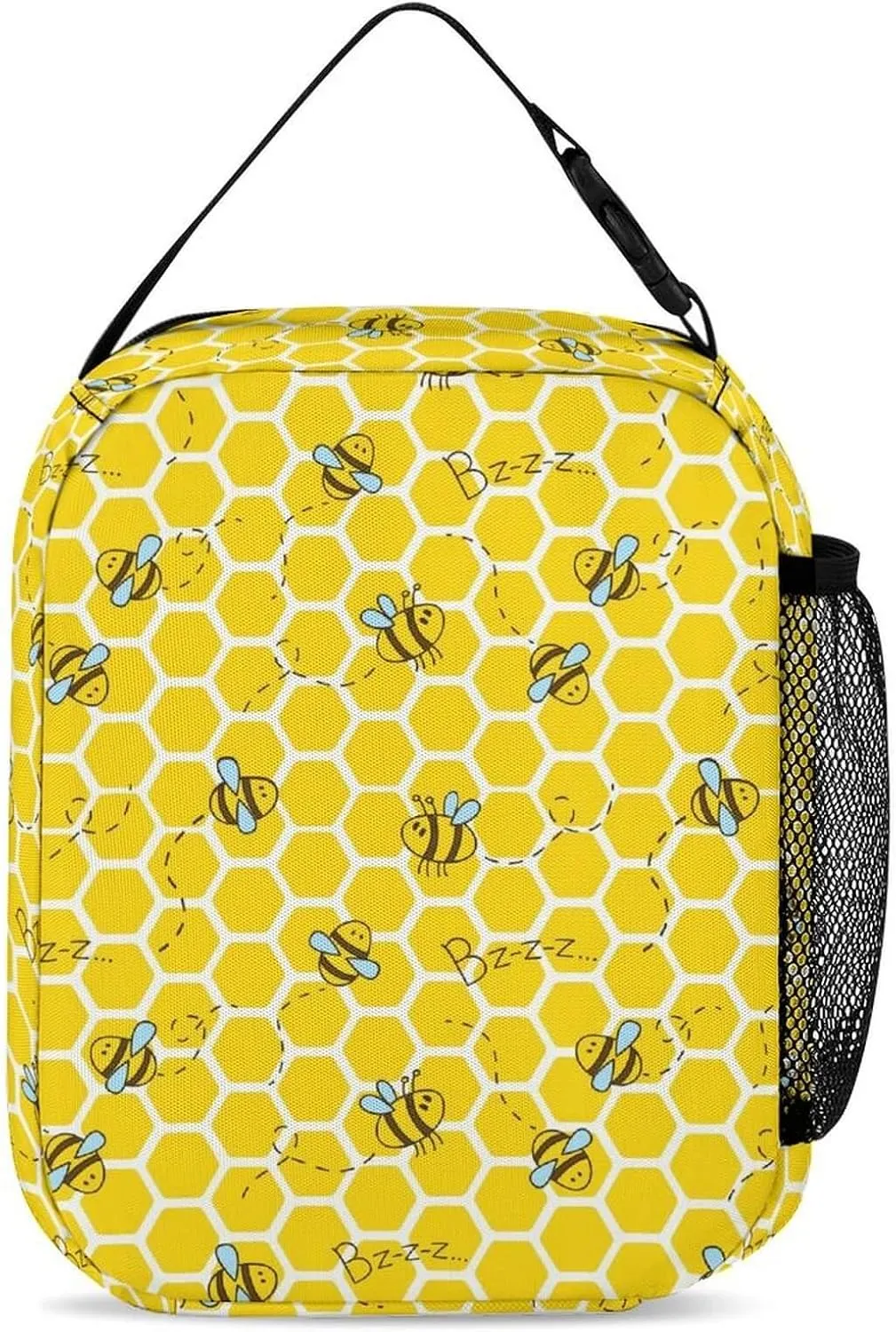 Bee Backpack with Lunch Box & Pencil Case, 16 Inch Cute Bee Themed Bookbag, Adjustable Lightweight Large Capacity, Colorful Bee Backpack Set for Kids Girls Boys School