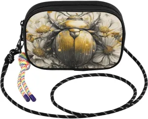 Beetle Floral Crossbody Bags for Women Cell Phone Purses Women's Shoulder Handbag Wallet Purse with Rope Pendant
