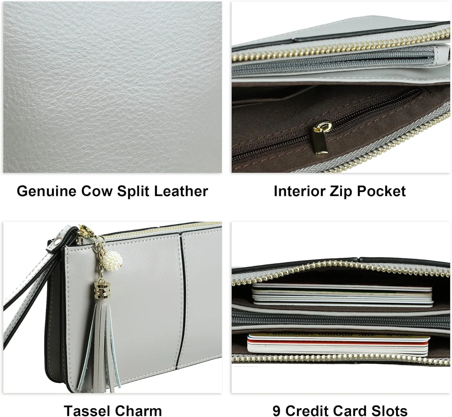 befen Genuine Leather Wristlet Clutch for Women Ultra-Slim Ladies Credit Card Holder Wallet Purses with RFID Protection