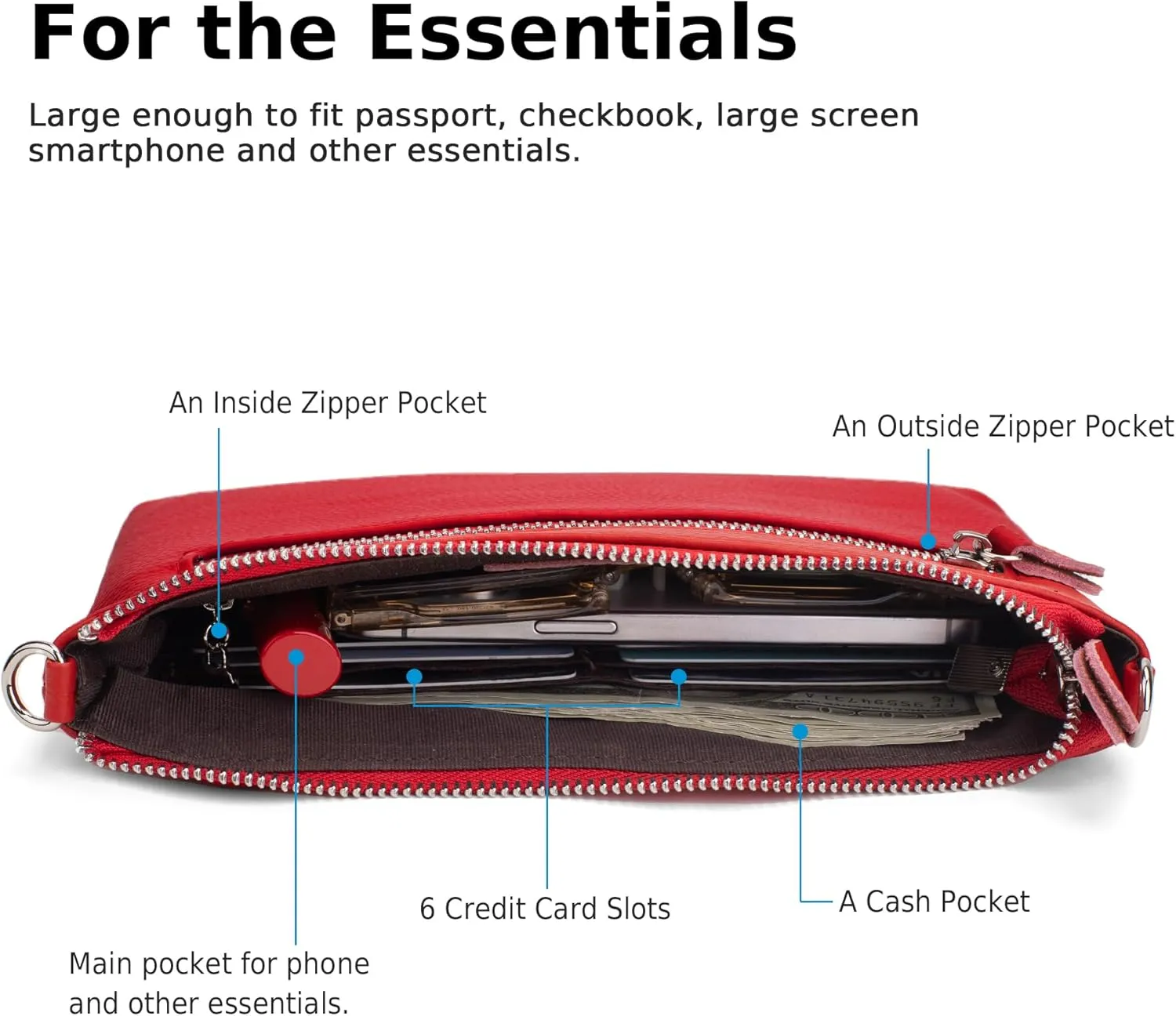 befen Genuine Leather Wristlet Clutch Wallet Purses Small Crossbody Bags for Women with RFID Blocking Card Slots